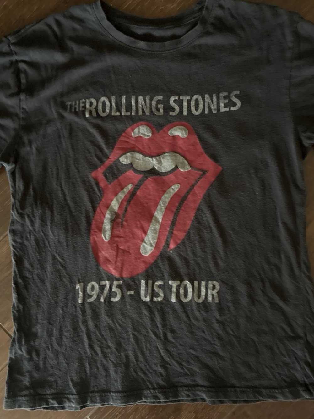 the Rolling Stones Black Kids Short Sleeve Tee with Red Tongue Graphic